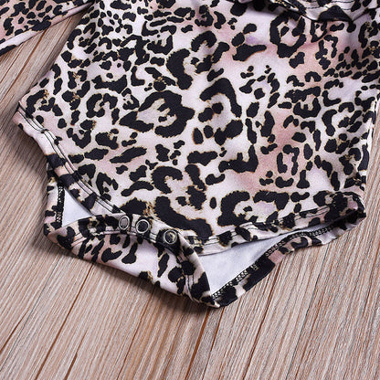 Baby Girls Clothes 1 2 3 4 5 Year Toddler Children Clothing Set Long Sleeve Leopard Bodysuits Flares Pant Kids Spring Suit