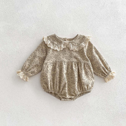 New Autumn Infant Baby Girls Laces-Collars Long Sleeve One Piece