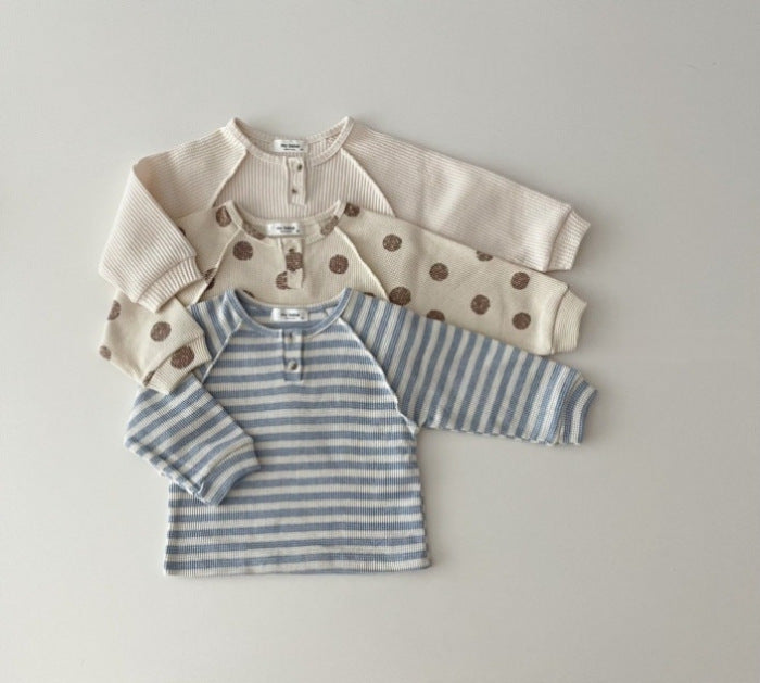 Baby Striped & Polka Dot Pattern & Solid Color Loose Comfort Shirt