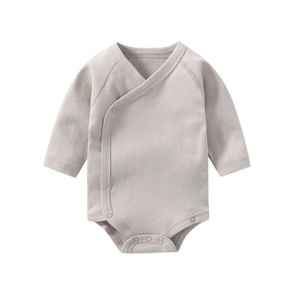Baby Multi Color Bias Placket With Slanting Button Long Sleeve Onesies-6