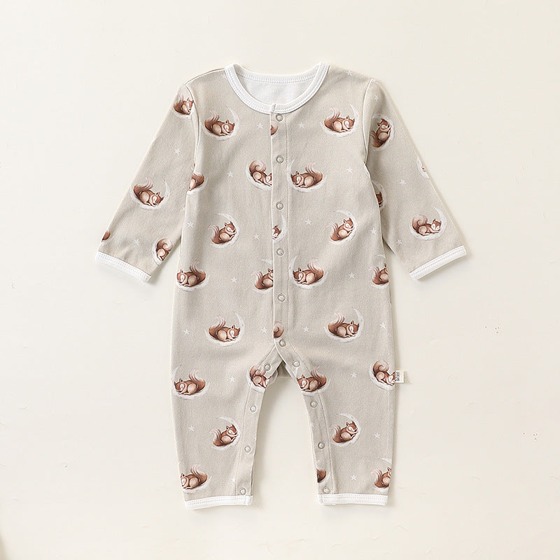 Autumn and Spring Arrival Baby Unisex Simple Animals Pattern Long Sleeves Rompers