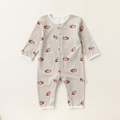 Autumn and Spring Arrival Baby Unisex Simple Animals Pattern Long Sleeves Rompers