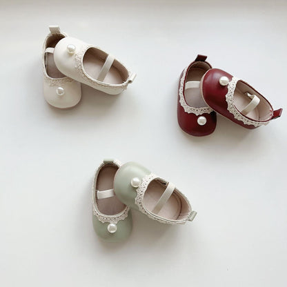 Spring and Summer Baby Girl Fashion Beaded Toddler Soft-Sole Anti-slip Walking Shoes