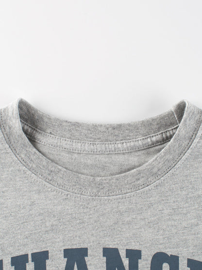 Autumn Arrival Kids Boys Letters and Cartoon Print Crew Neck Long Sleeves Shirt