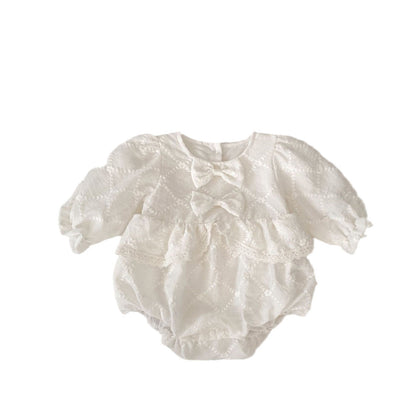 Spring Arrival Baby Girls Long Sleeves Floral Embroidered Bodysuits Onesies