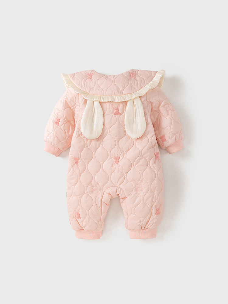 Baby Girl Rabbit Cartoon Style Home Clothes Peter Pan Collar Romper