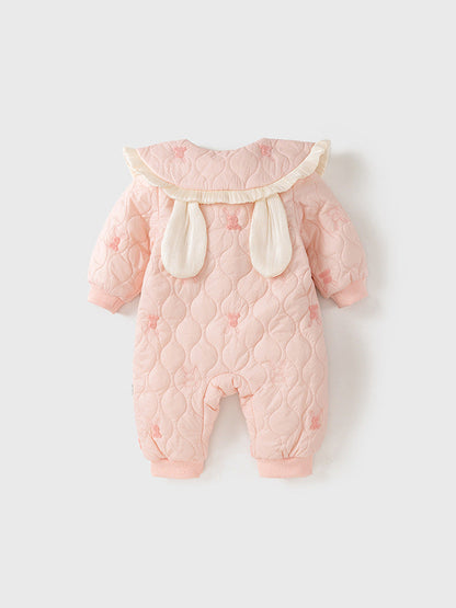 Baby Girl Rabbit Cartoon Style Home Clothes Peter Pan Collar Romper