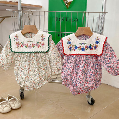 Ditsy Flower Pattern Lapel Beautiful Onesies