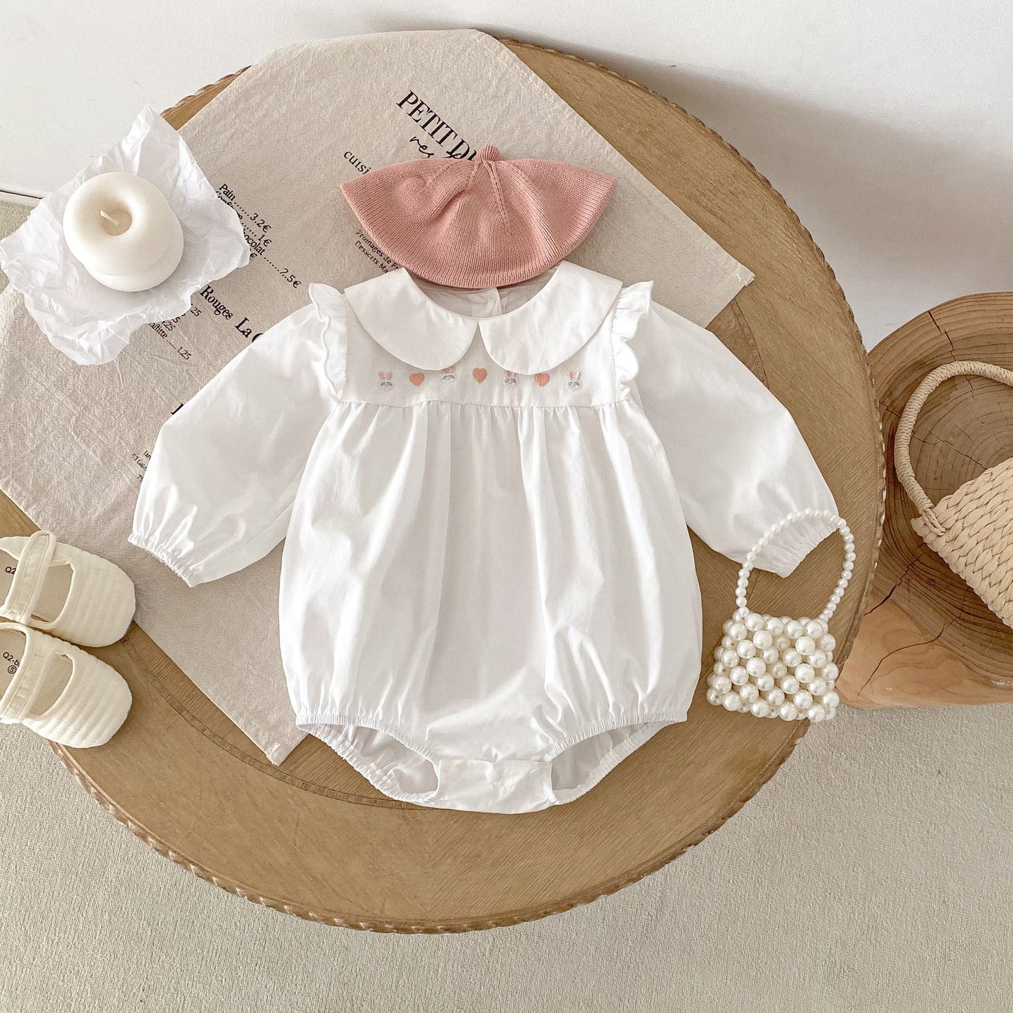 Spring Arrival Baby Girls Cute Rabbits and Heart Pattern Long Sleeves Onesies-4