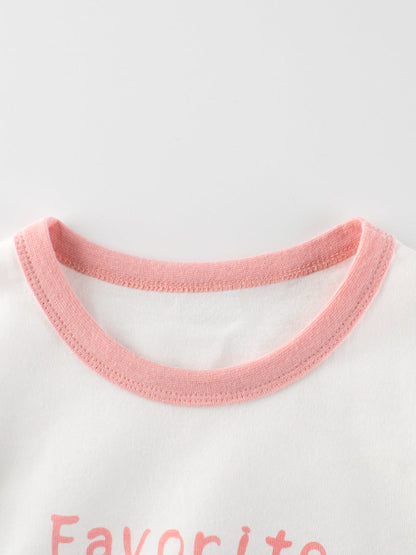 Autumn New Arrival Kids Girls Animals Cartoon and Letters Print Crew Neck Color Patchwork Long Sleeves Pullover Sweatshirt