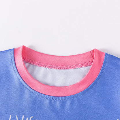 Spring and Autumn Baby Kids Girls Marine Cartoon Pattern Long Sleeves Top and Pants Casual Pajamas Clothing Set