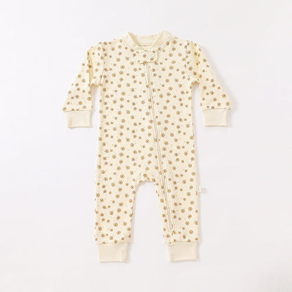 Baby Print Pattern Full Zipper Design Soft Comfortable Romper