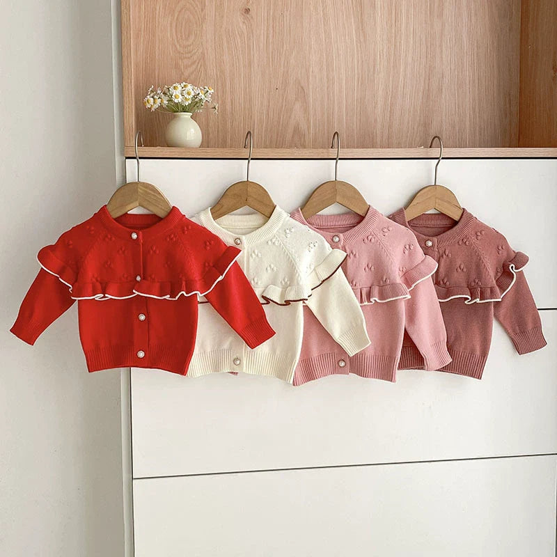 Autumn Arrival Baby Girls Comfortable Knitted Long Sleeves Cardigan-3