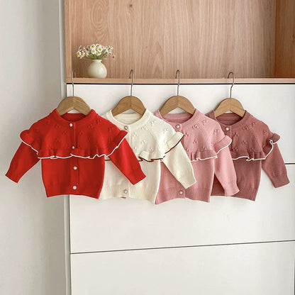 Autumn Arrival Baby Girls Comfortable Knitted Long Sleeves Cardigan-3
