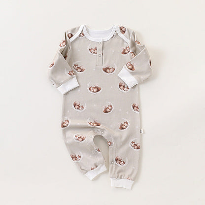 Autumn and Spring Arrival Baby Unisex Simple Animals Cartoon Pattern Long Sleeves Rompers