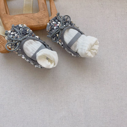 Autumn Baby Girl Sequin Design Toddler Soft-Sole Anti-slip Walking Shoes-0