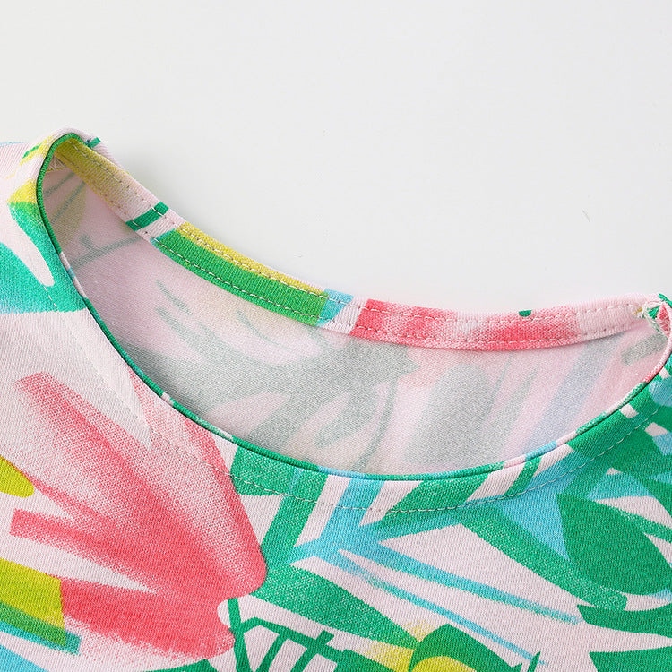 Hot Selling Summer Baby Kids Girls Flowers Pattern Sleeveless Stand Collar Onesies