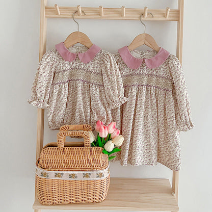 Autumn Floral Graphic Sister Clothes Dress & Onesies