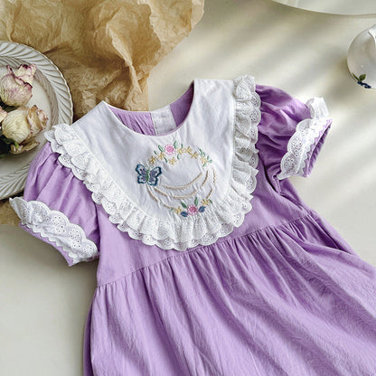 New Arrival Summer Baby Kids Girls Short Sleeves Noble Princess Dress