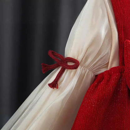 Autumn and Winter Arrival Baby Girls Long Sleeves Crew Neck Top and Overalls Dress-2