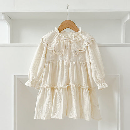 New Design Autumn Floral Embroidery Pattern Baby Kids Girls Bow-Tied Collar Onesies And Dress – Princess Sister Matching Set