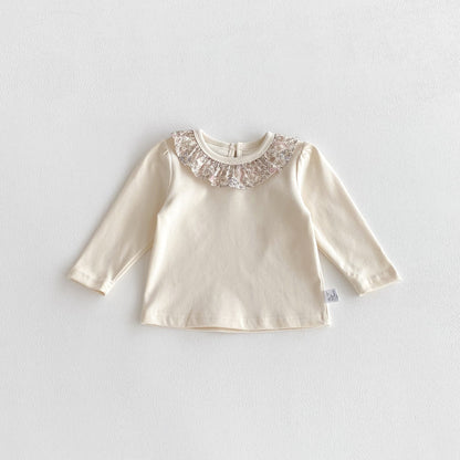 Autumn Arrival Baby Girls Flowers Pattern Collar Long Sleeves Top