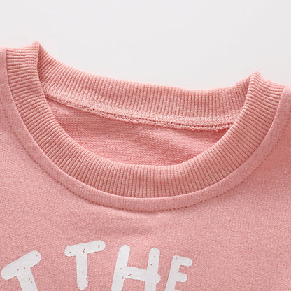 Spring and Autumn Girls Letters Pattern Long Sleeves Pullover and Cartoon Pants Clothing Set-2