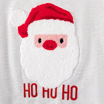 Spring and Autumn Boys Christmas Cartoon Pattern Long Sleeves Color Patchwork Sweatshirt and Pants Clothing Set