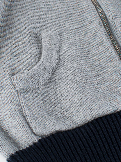 Spring European and American Style Boys’ Outerwear: Striped Long Sleeves Single Breasted Knitted Coat for Children-3