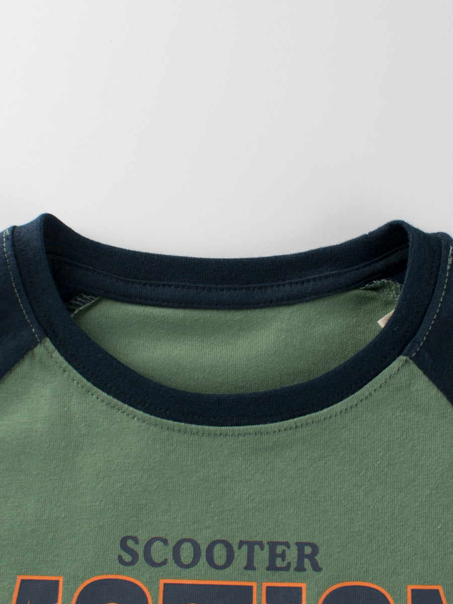 Baby Kids Unisex Skater Dog Cartoon Letters Printing Crew Neck Long Sleeves Pullover