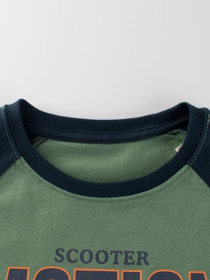 Baby Kids Unisex Skater Dog Cartoon Letters Printing Crew Neck Long Sleeves Pullover