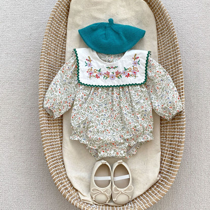 Ditsy Flower Pattern Lapel Beautiful Onesies