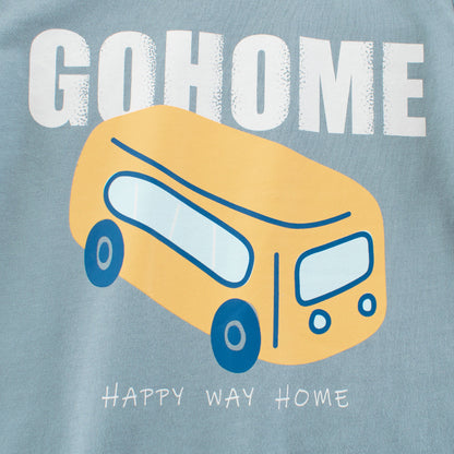 Autumn Baby Kids Boys Letters and Cartoon Print Long Sleeves Crew Neck Base Top Shirt