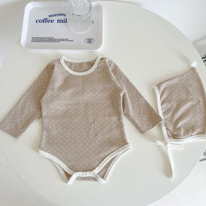 Baby Polka Dot Pattern Detachable Wing Decoration Cotton Bodysuit & Hat