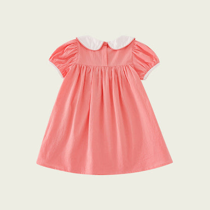 New Arrival Summer Baby Kids Girls Short Sleeves Mermaid Embroidery Dress