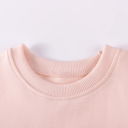 Spring and Autumn Girls Rabbits Cartoon Pattern Long Sleeves Sweatshirt and White Pants Clothing Set