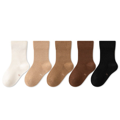 Spring New Arrival Kids Breathable Solid Color Mid-Calf Socks Set