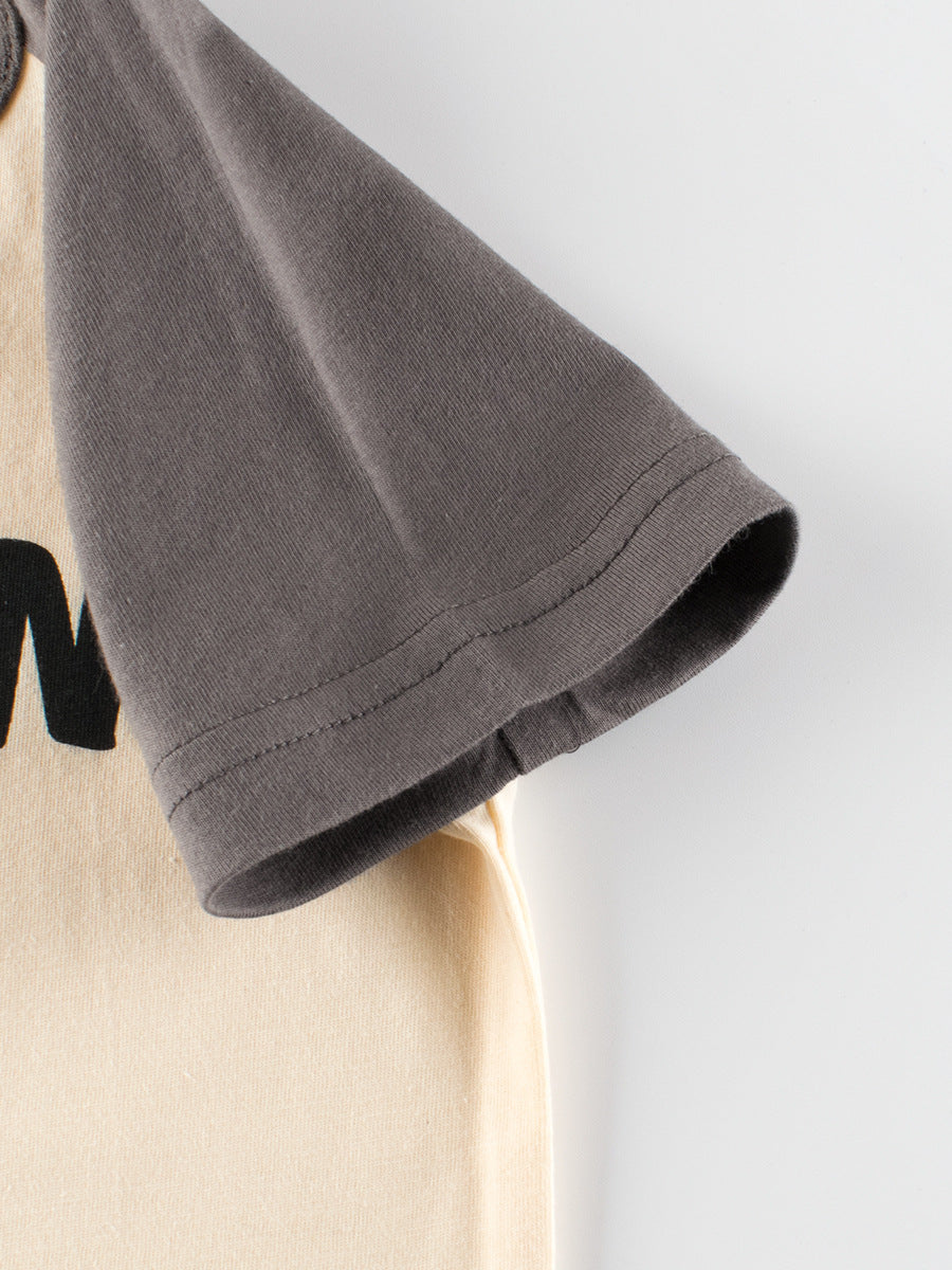 Adorable Cartoon Print Girls’ Patchwork T-Shirt For Summer