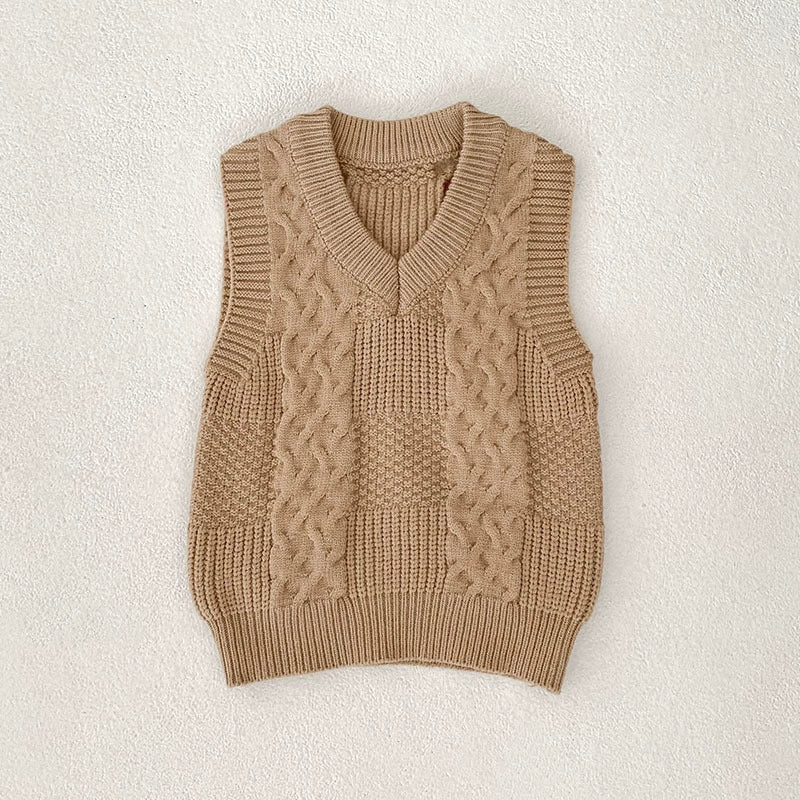 Autumn Arrival Baby Unisex Comfortable Jacquard Pattern Knitted Sleeveless Vest
