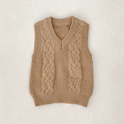 Autumn Arrival Baby Unisex Comfortable Jacquard Pattern Knitted Sleeveless Vest