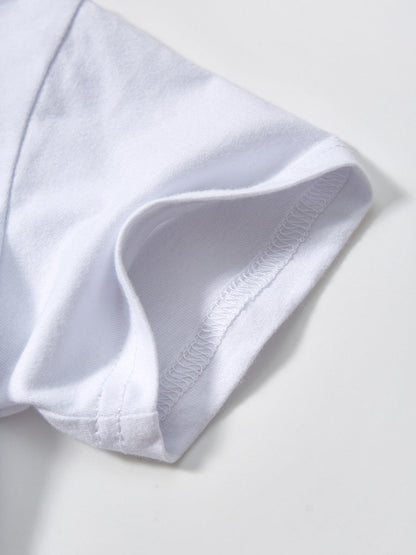 Baby And Kids Boys Dinosaur Cartoon Short Sleeves Top And Shorts Casual Clothing Set