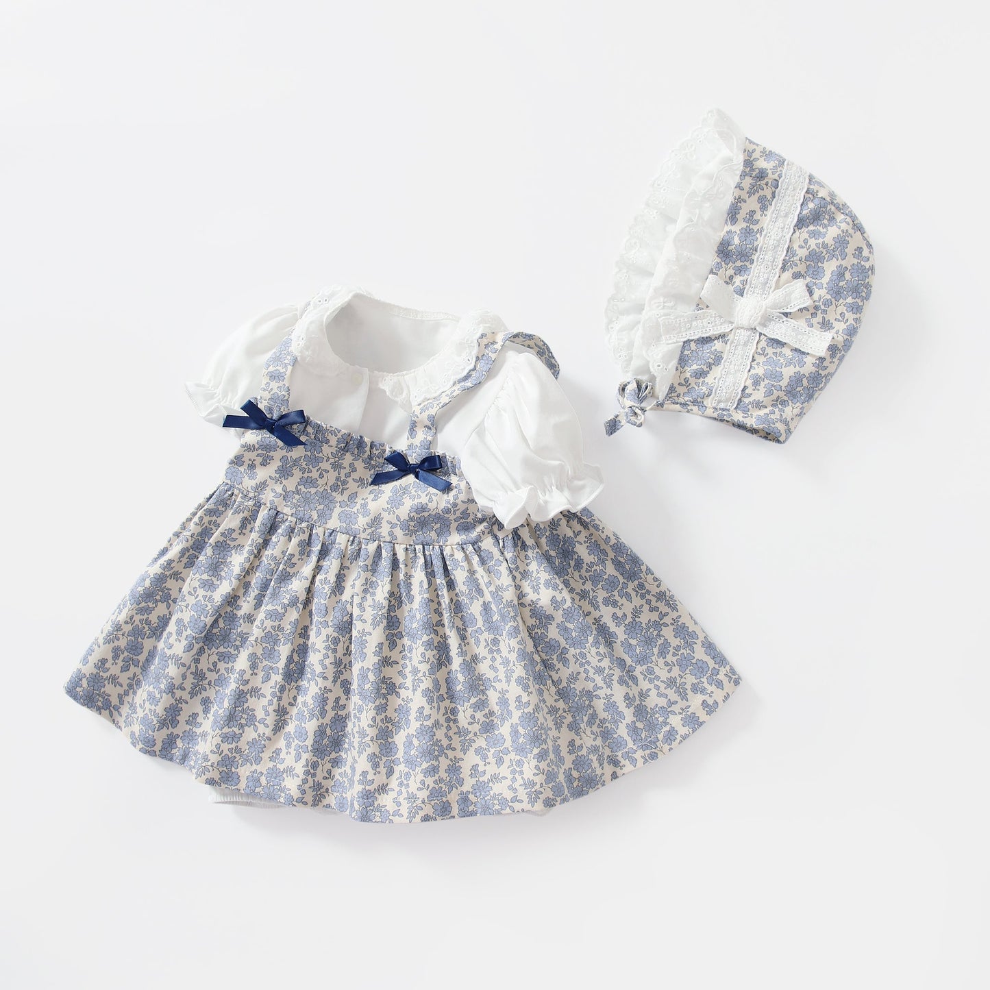 Baby Girl Short Sleeve False Little Floral Print Party Dress
