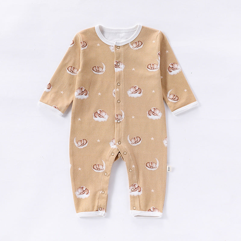 Autumn and Spring Arrival Baby Unisex Simple Animals Pattern Long Sleeves Rompers