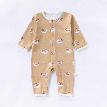Autumn and Spring Arrival Baby Unisex Simple Animals Pattern Long Sleeves Rompers