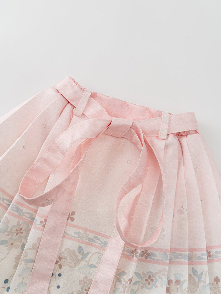 Autumn Arrival Baby Girls Simple Stand Collar Top and Rabbits Pattern Skirt Clothing Set-3