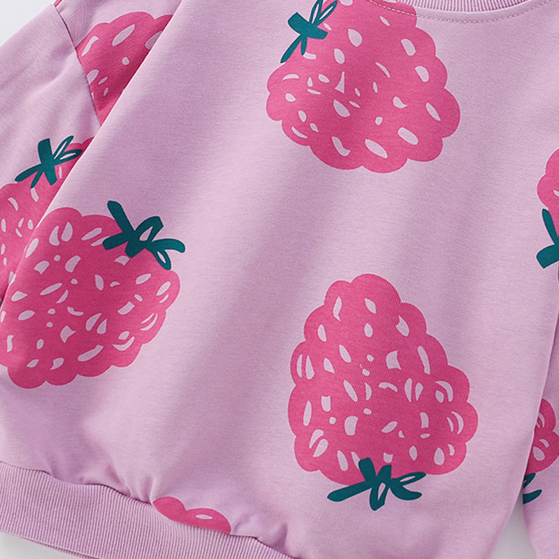 Fruits Pattern Long Sleeves Crew Neck Pullover for Stylish Girls-2