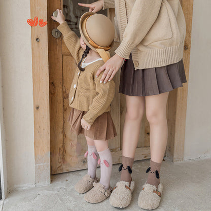 Baby Girls Kids Mommy And Me Dog-Ears Design Comfortable Knee-High Socks
