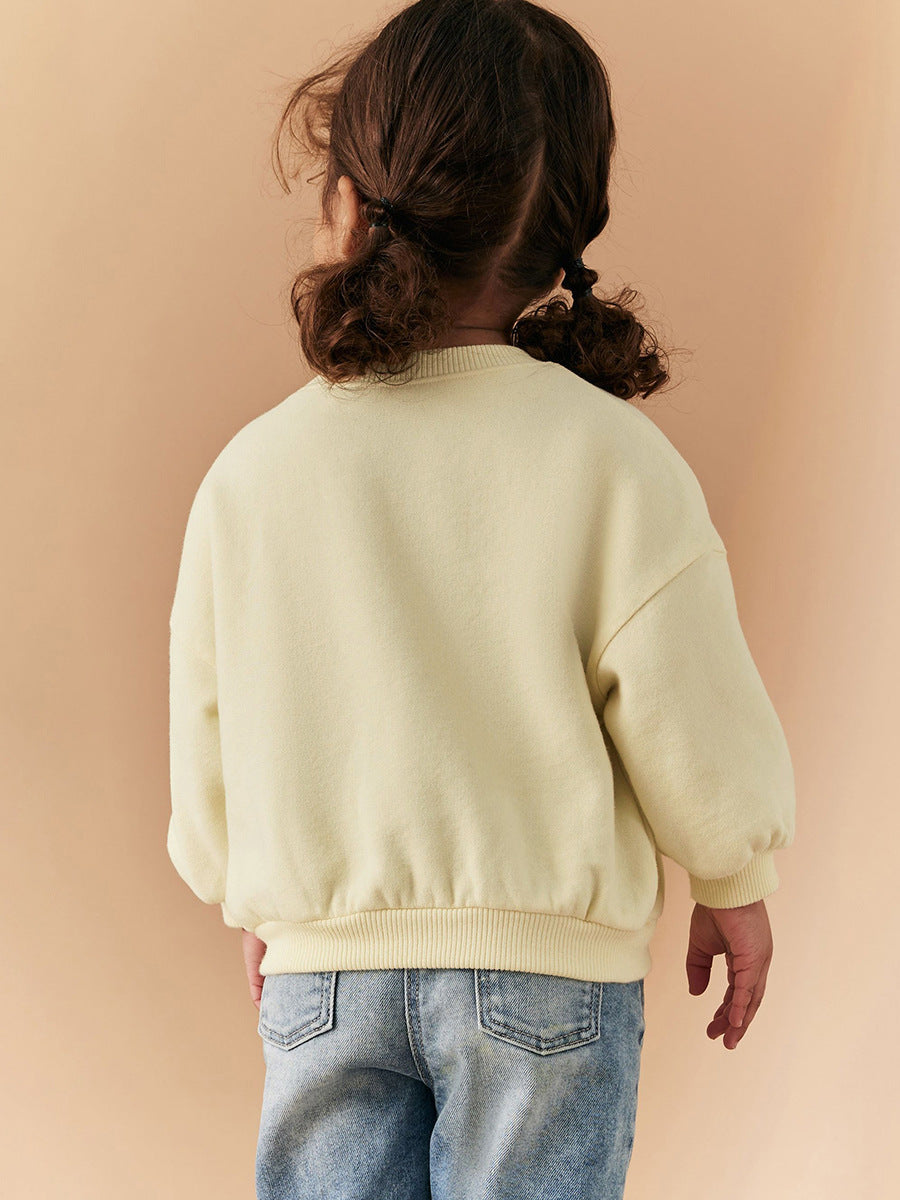 Autumn Warm Baby Kids Girls Cartoon Rabbit And Flowers Pattern Pullover Clothing Long Sleeves Top Sweatshirt-3