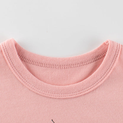 Baby Girl Fruit Pattern Solid Color Short Sleeve T-Shirt