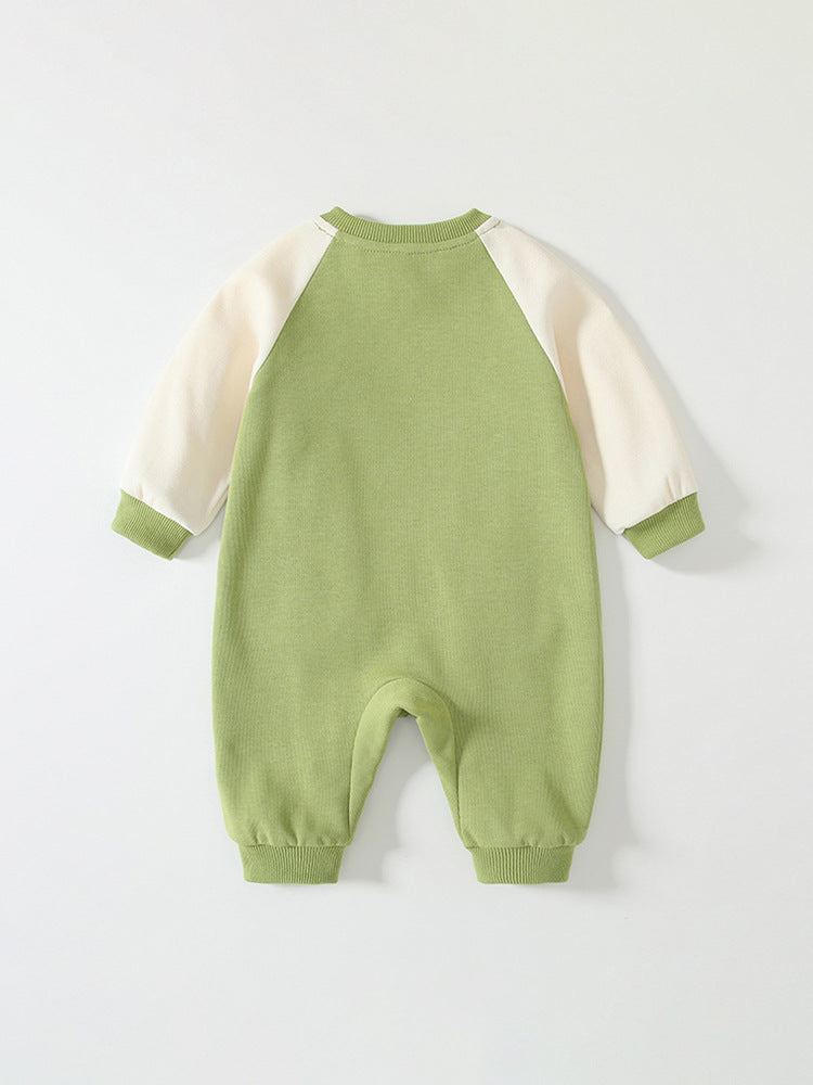 Spring Arrival Baby Cartoon Dragon Pattern Color Patchwork Romper